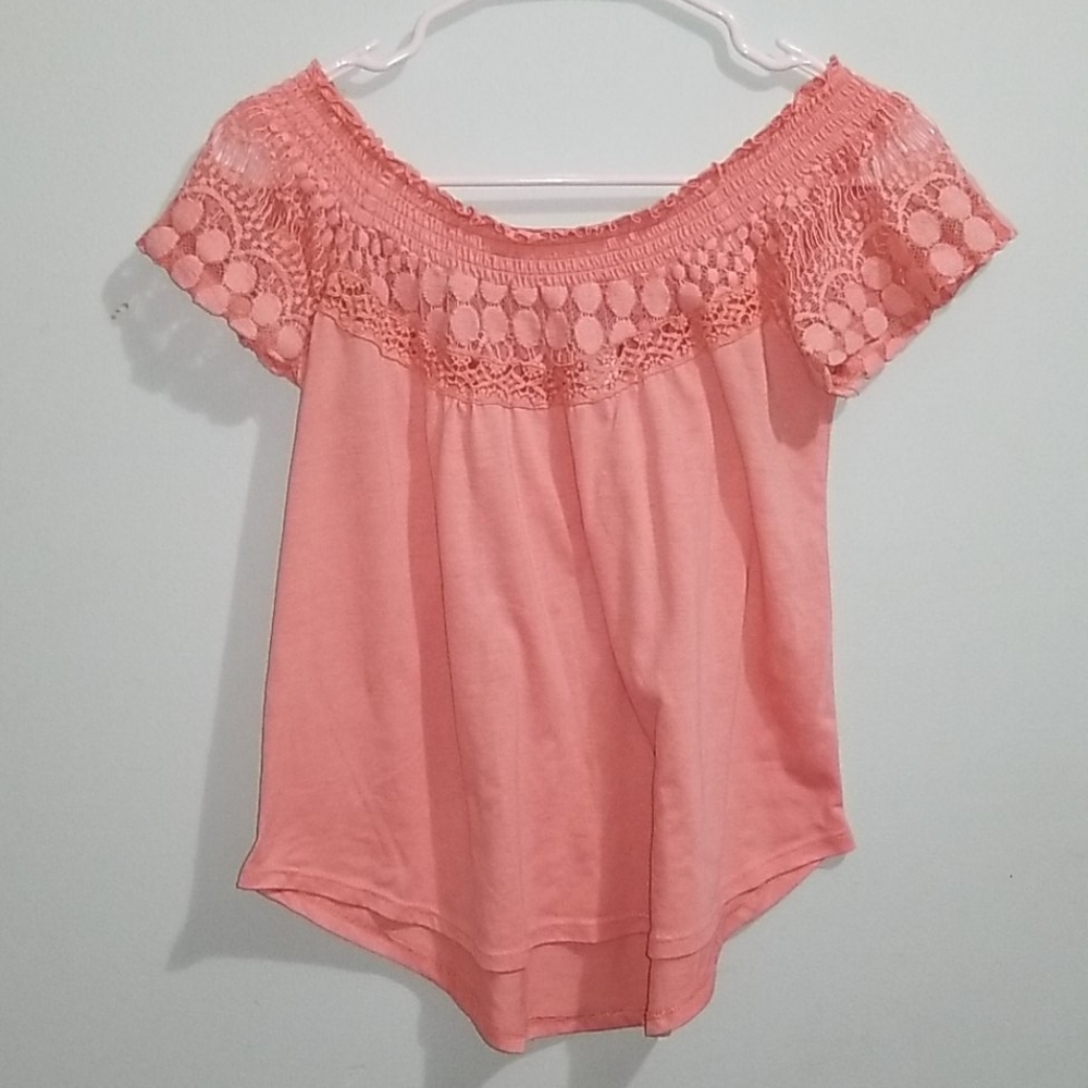 Peach off the shoulder shirt
